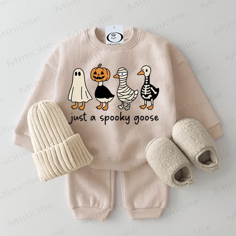 JUST A SPOOKY GOOSE Ghost Pumpkin Baby 2-Piece Set - Beige - 2-3T - image 1