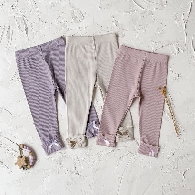 Baby Girl Bow Solid Color Leggings - image 1