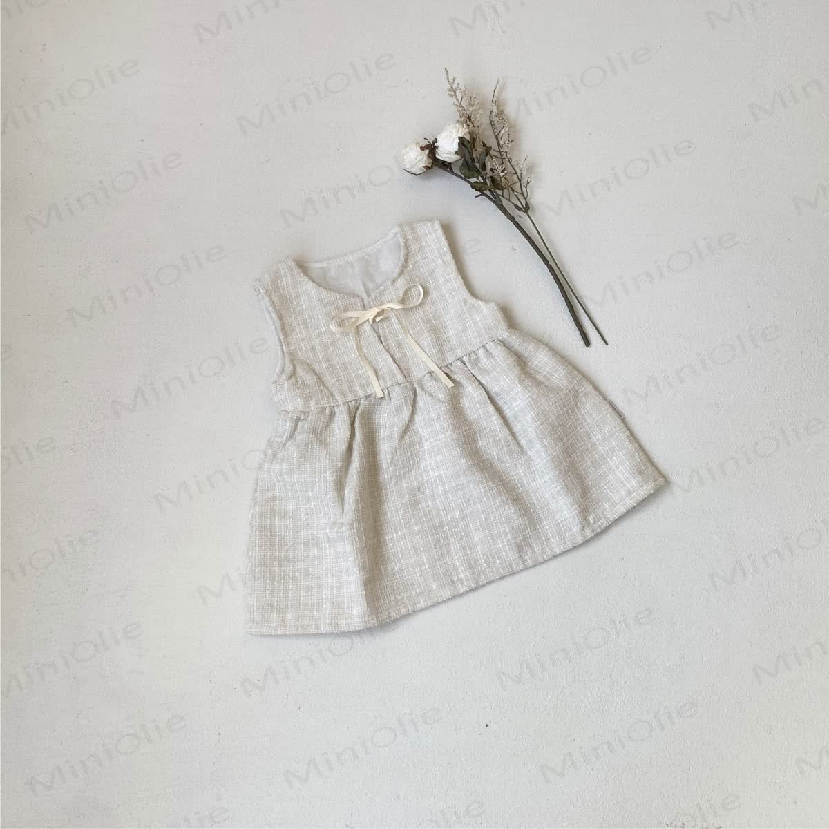 Baby Toddler Plaid Bow Dress - White - 5-7T - image 2