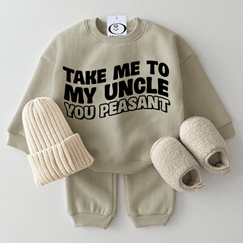 TAKE ME TO MY UNCLE YOU PEASANT Baby 2-piece Set - Grey Green - 2-3T - image 1
