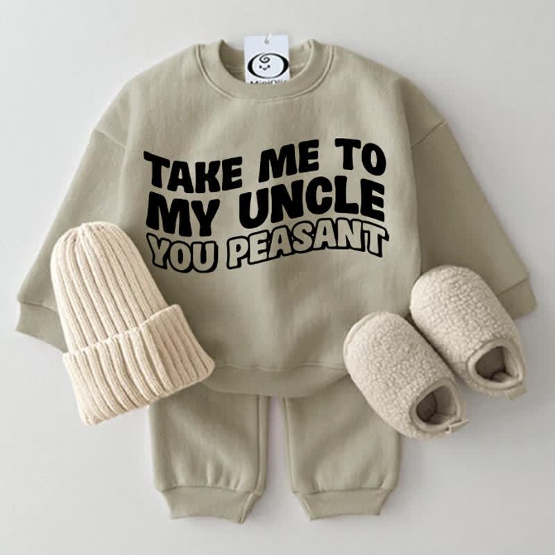 TAKE ME TO MY UNCLE YOU PEASANT Baby 2-piece Set - Grey Green - 2-3T - image 1