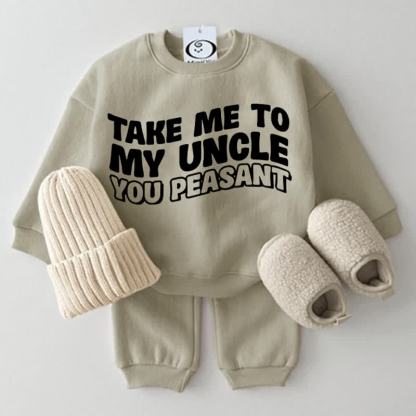 TAKE ME TO MY UNCLE YOU PEASANT Baby 2-piece Set - Grey Green - 2-3T - image 1