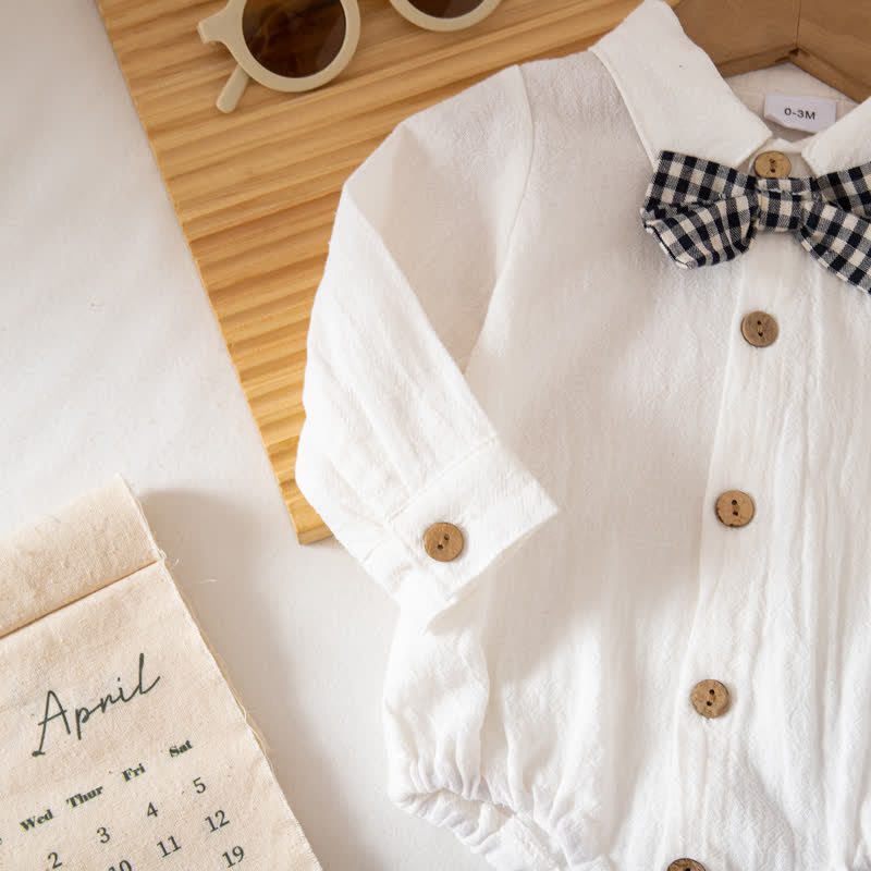 Baby Boy Gentleman Plaid Bodysuit Overalls 2-piece Set - image 7