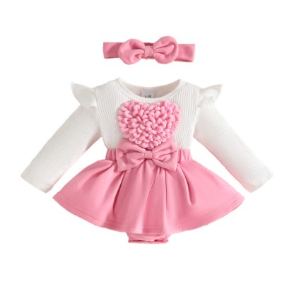 Baby Heart Rib Skirted Bodysuit with Headband - image 25