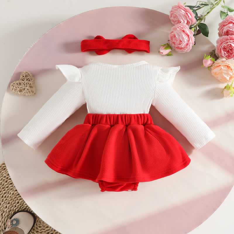 Baby Heart Rib Skirted Bodysuit with Headband - image 10