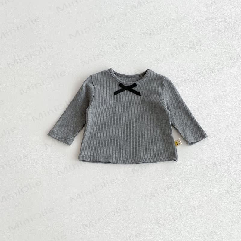 Baby Girl Bow Simple Base Layer T-Shirt - Grey - 2-3T - image 16