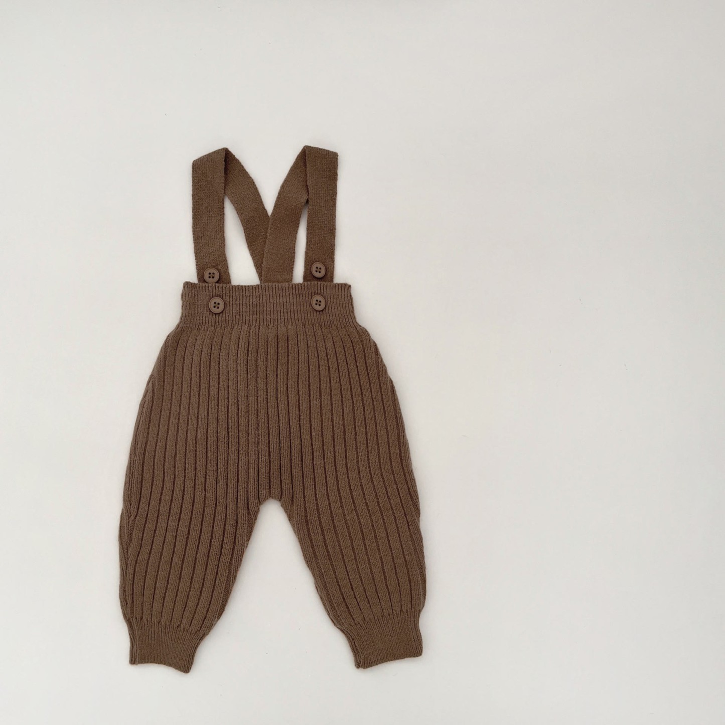 Baby Solid Color Knitted Overalls - Brown - 2-3T - image 2