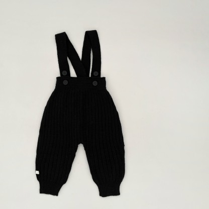 Baby Solid Color Knitted Overalls - Black - 2-3T - image 3