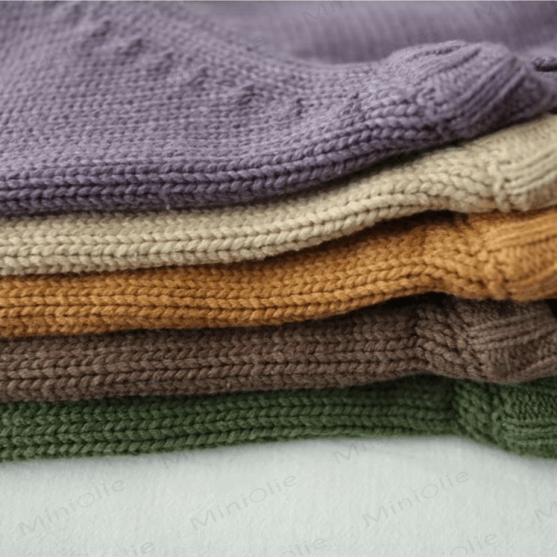 Kid Solid Color Crew Neck Knitted Sweater - image 3