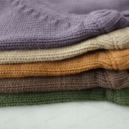 Kid Solid Color Crew Neck Knitted Sweater - image 3