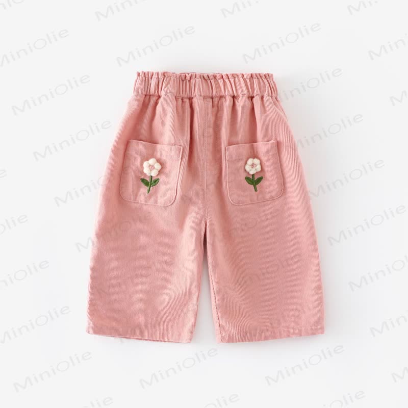 Baby Toddler Flower Corduroy Pants - Pink - 5-7T - image 3