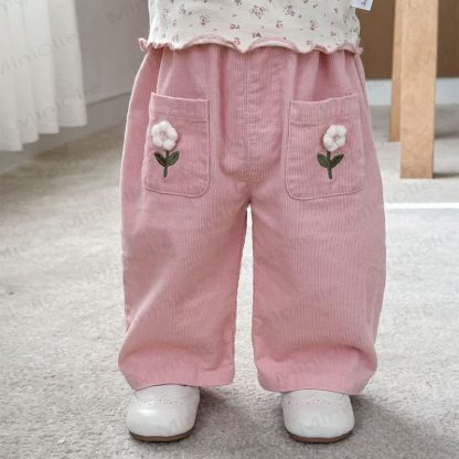 Baby Toddler Flower Corduroy Pants - image 1