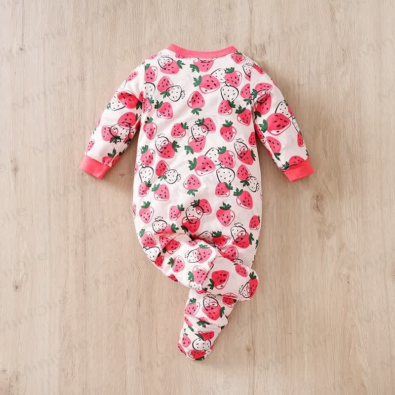 Baby Strawberry Pink Foot-covering Romper - image 2