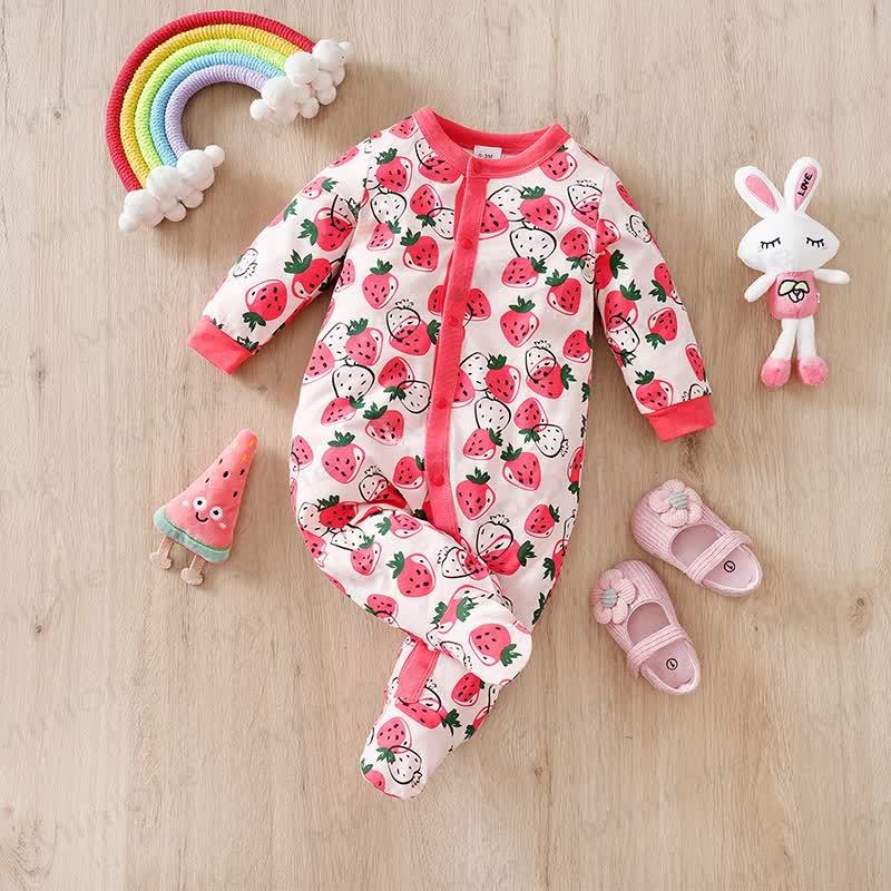 Baby Strawberry Pink Foot-covering Romper - Pink - 12-18M - image 1