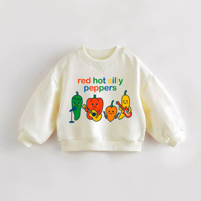 RED HOT SILLY PEPPERS Baby Toddler Sweatshirt - Cream - 3-5T - image 1