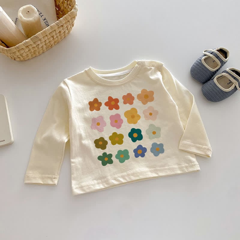 Baby Colorfule Flower  Long Sleeves Top - Beige - 2-3T - image 1