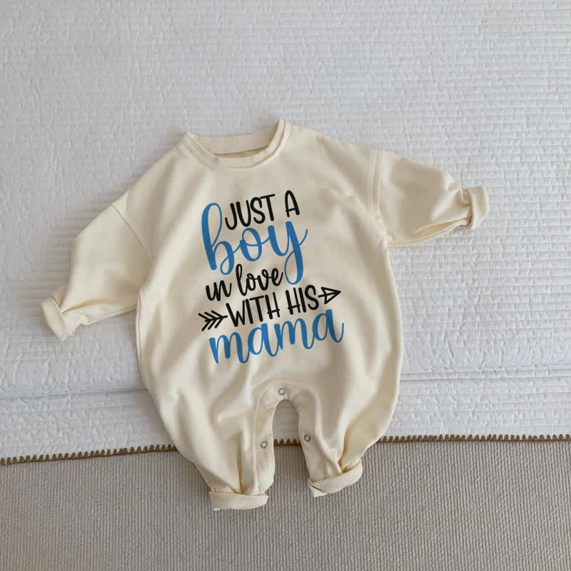 JUST A BOY IN LOVE WITH HIS MAMA Baby Beige Romper - Beige - 2-3T - image 1