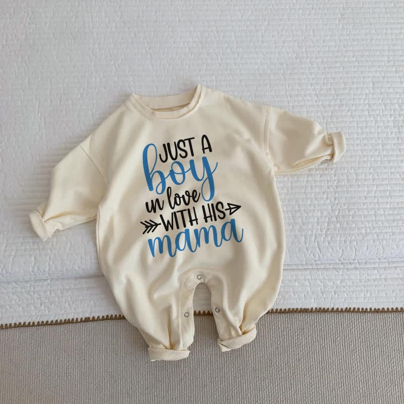 JUST A BOY IN LOVE WITH HIS MAMA Baby Beige Romper - Beige - 2-3T - image 1