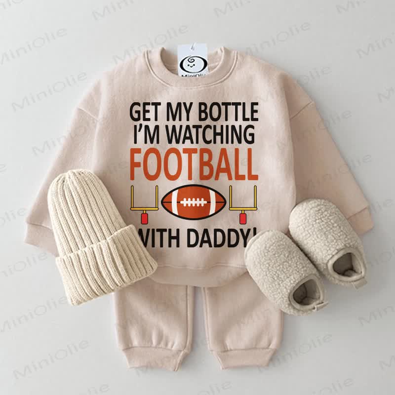 GET MY BOTTLE I'M WATCHING FOOTBALL WITH DADDY Baby 2-piece Beige Set - Beige - 2-3T - image 1