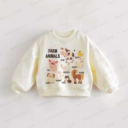 FARM ANIMALS Baby Toddler Sweatshirt - Cream - 3-5T - image 1