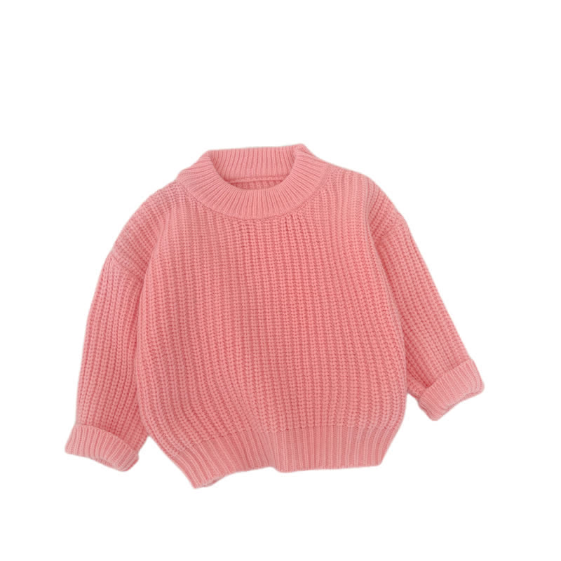 Baby Solid Color Loose Sweater - Pink - 2-3T - image 5