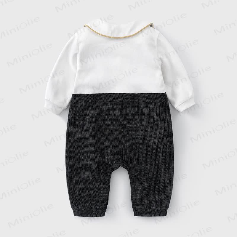 Baby Boy Bear Fake Two Pieces Lapel  Romper - image 3