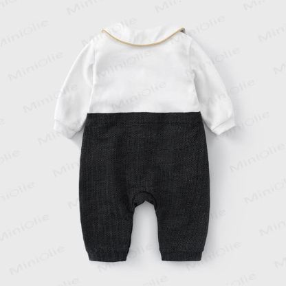 Baby Boy Bear Fake Two Pieces Lapel  Romper - image 3