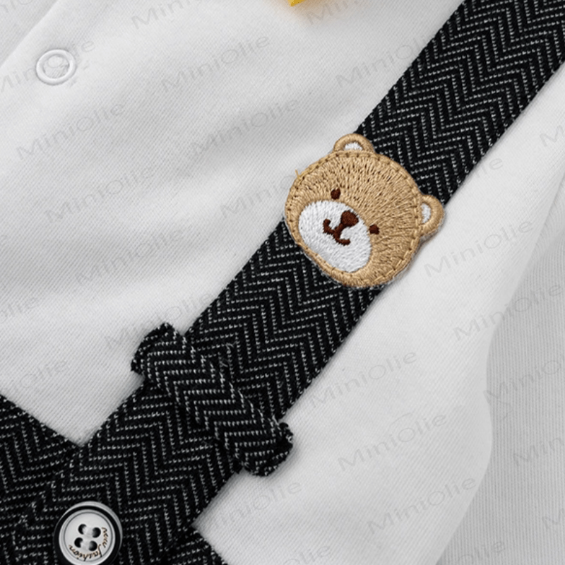 Baby Boy Bear Fake Two Pieces Lapel  Romper - image 7