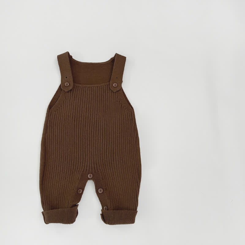 Baby Solid Color Knitted Overalls - Brown - 2-3T - image 5