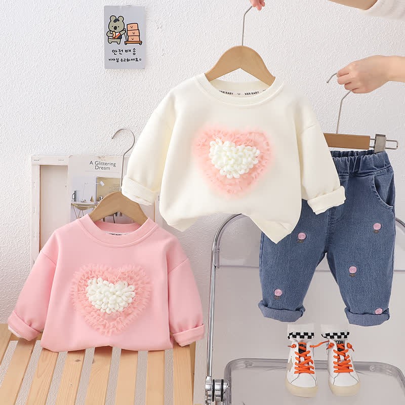 Baby Toddler Girl Love Sweater/Denim Pants 2-Piece Set - image 1