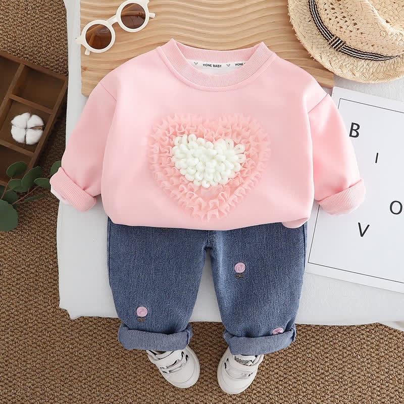 Baby Toddler Girl Love Sweater/Denim Pants 2-Piece Set - image 4