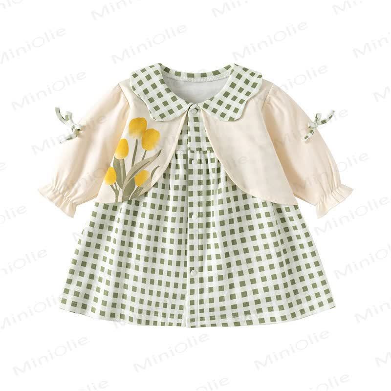 Baby Floral Plaid/Bunny Dress - image 2