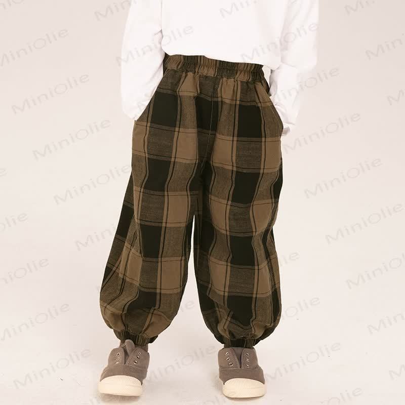 Toddler Boys Coffee Plaid Loose Jogger Pants - image 4