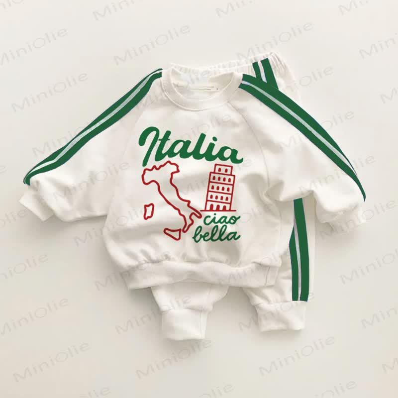 ITALIA CIAO BELLA Baby Toddler Green Striped 2-piece Set - White&Green - 3-5T - image 1