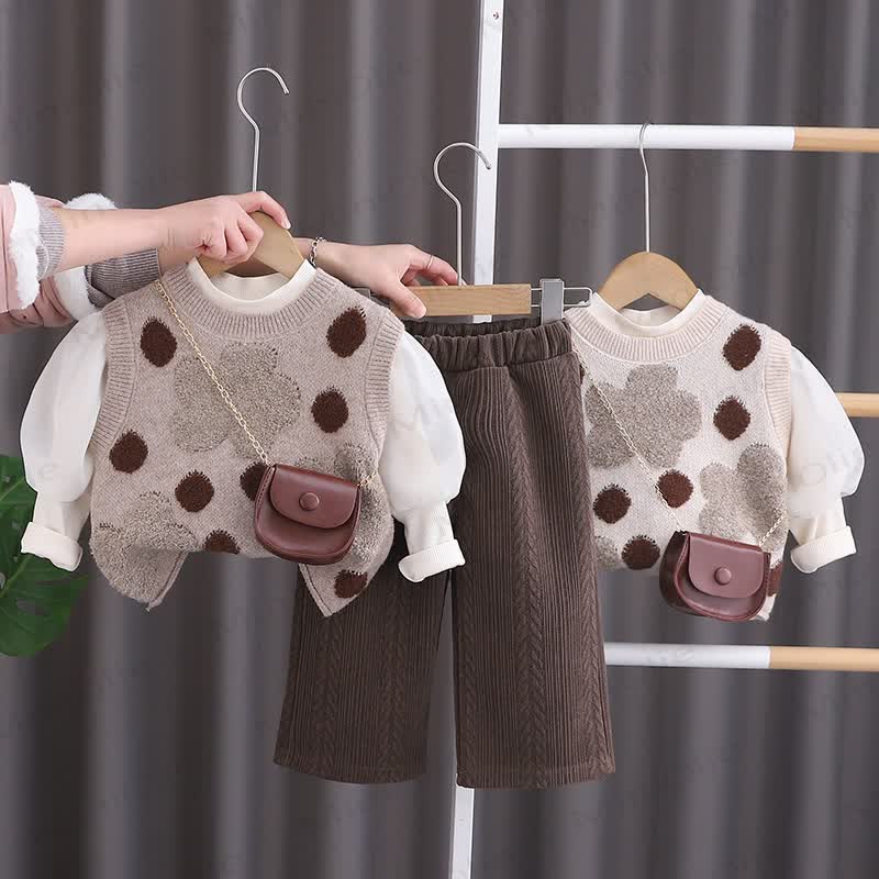 Baby Toddler Girl Dot Flower 3-piece Set - image 1