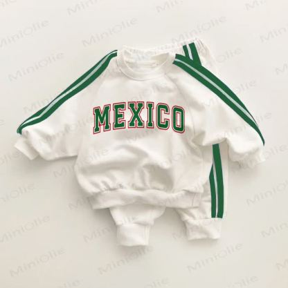 MEXICO Baby Toddler Green Striped 2-piece Set - White&Green - 3-5T - image 1