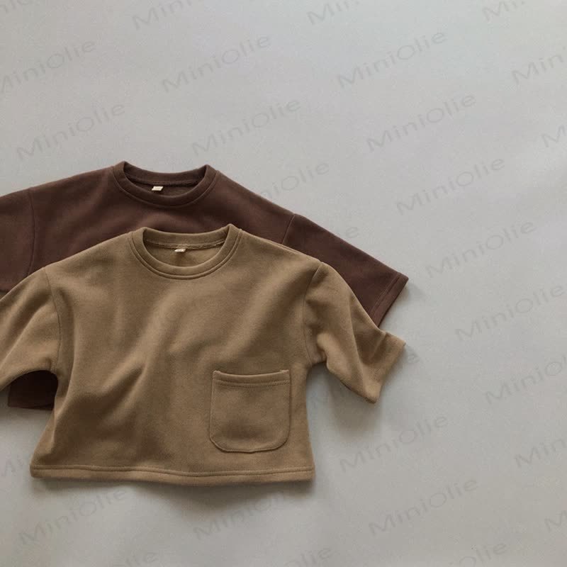 Toddler Solid Color Inner Fleece T-Shirt - image 2