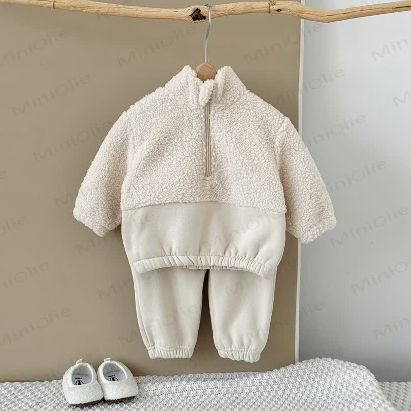 Baby Girls Beige 2-piece Fleece Set - image 2
