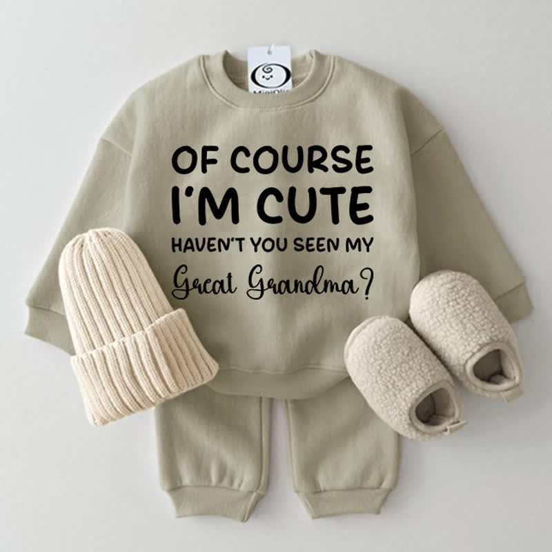 OF COURSE I'M CUTE HAVEN'T YOU SEEN MY GREAT GRANDMA Baby 2-piece Set - Grey Green - 2-3T - image 1