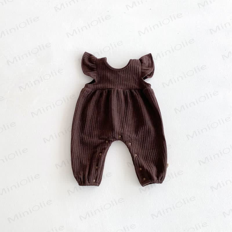 Baby Girls Solid Color Bow Romper - Brown Romper - 2-3T - image 5
