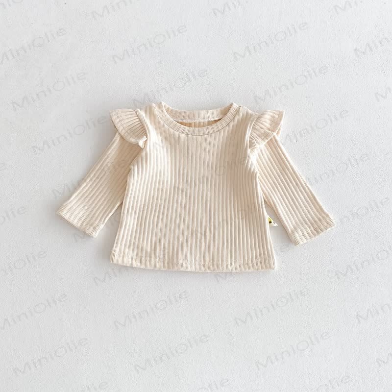Baby Girls Solid Color Bow Romper - Beige Top - 2-3T - image 6