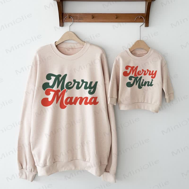 MERRY MAMA MINI Mommy and Me Baby Beige Family Sweatshirt - Beige - Adult Sweatshirt: XL - image 1