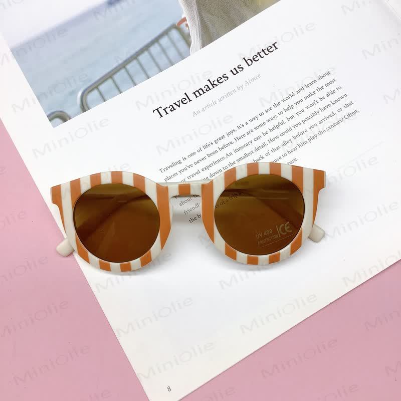 Baby Striped Checkerboard Sunglasses(1-6 Years) - Light Brown & Beige - image 4