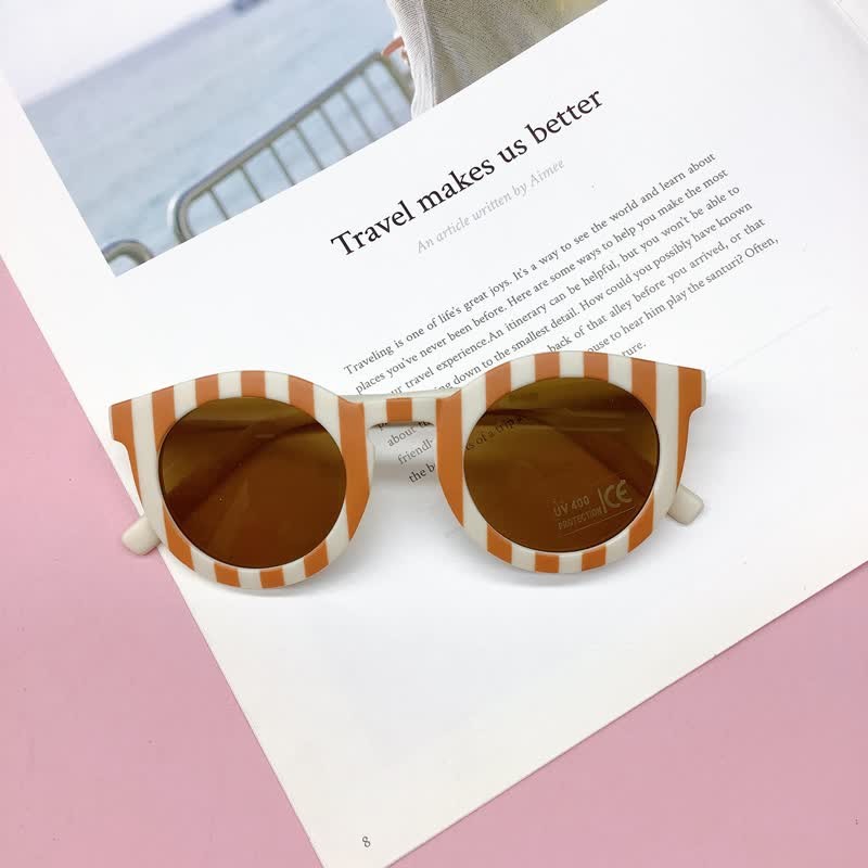 Baby Striped Checkerboard Sunglasses(1-6 Years) - Light Brown & Beige - image 4