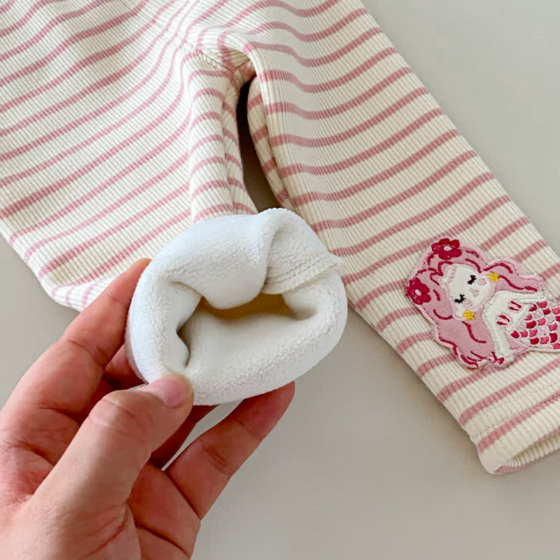 Baby Girl Mermaid Flower Quilted Pink Sweatshirt/Stripe Leggings - image 13