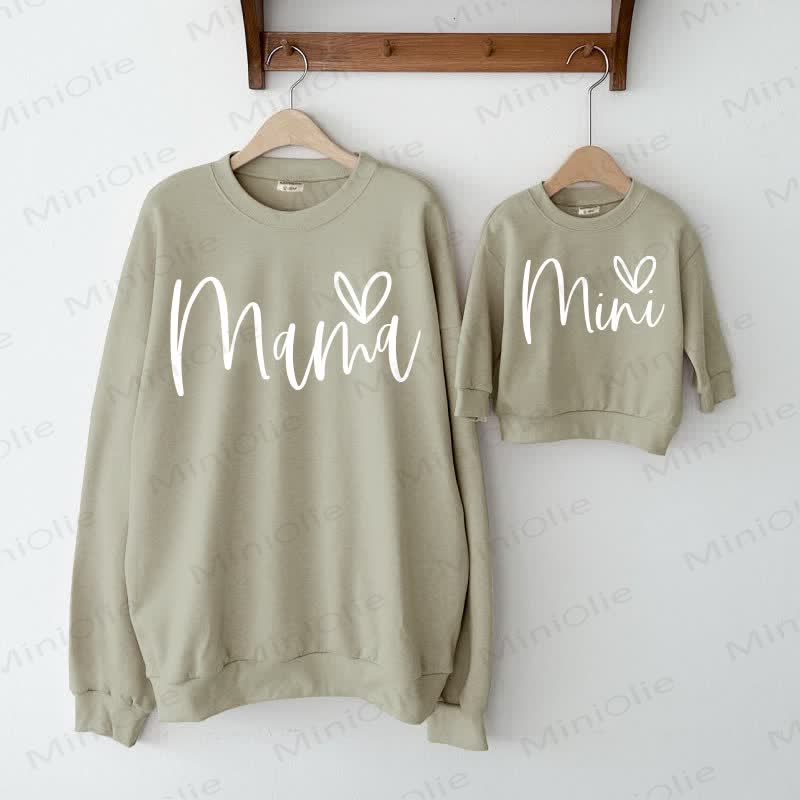 MAMA MINI Grey Green Heart Family Sweatshirt  - Grey Green - XL - image 1