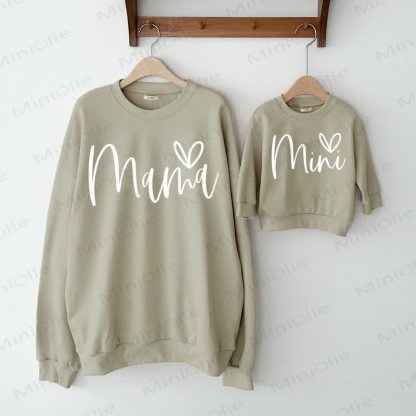 MAMA MINI Grey Green Heart Family Sweatshirt  - Grey Green - XL - image 1