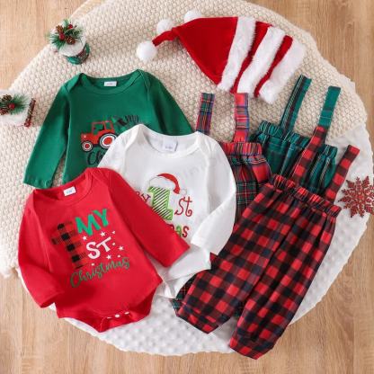 MY 1ST CHRISTMAS Baby Plaid 2-Piece Set with Hat - image 1