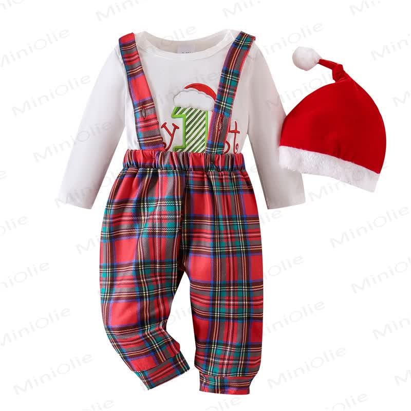 MY 1ST CHRISTMAS Baby Plaid 2-Piece Set with Hat - image 7