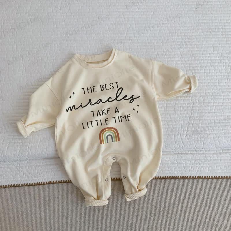 THE BEST MIRACLES TAKE A LITTLE TIME Baby Beige Romper - Beige - 2-3T - image 1